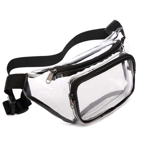 Clear Fanny Pack w/ Two Zipper Pockets Transparent PVC Bag 1