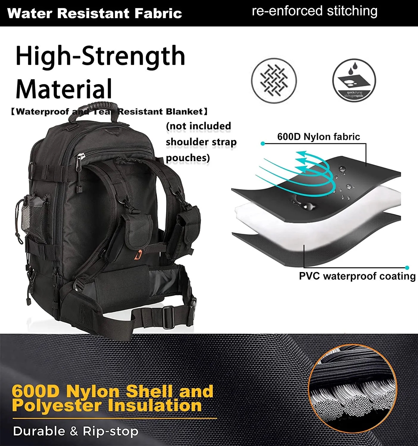Tactical Hiking Expandable 39L-60L Backpack 2