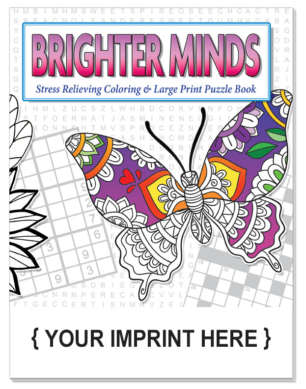 Brighter Minds - Adult Coloring and Large Print Puzzle Book Combo 1