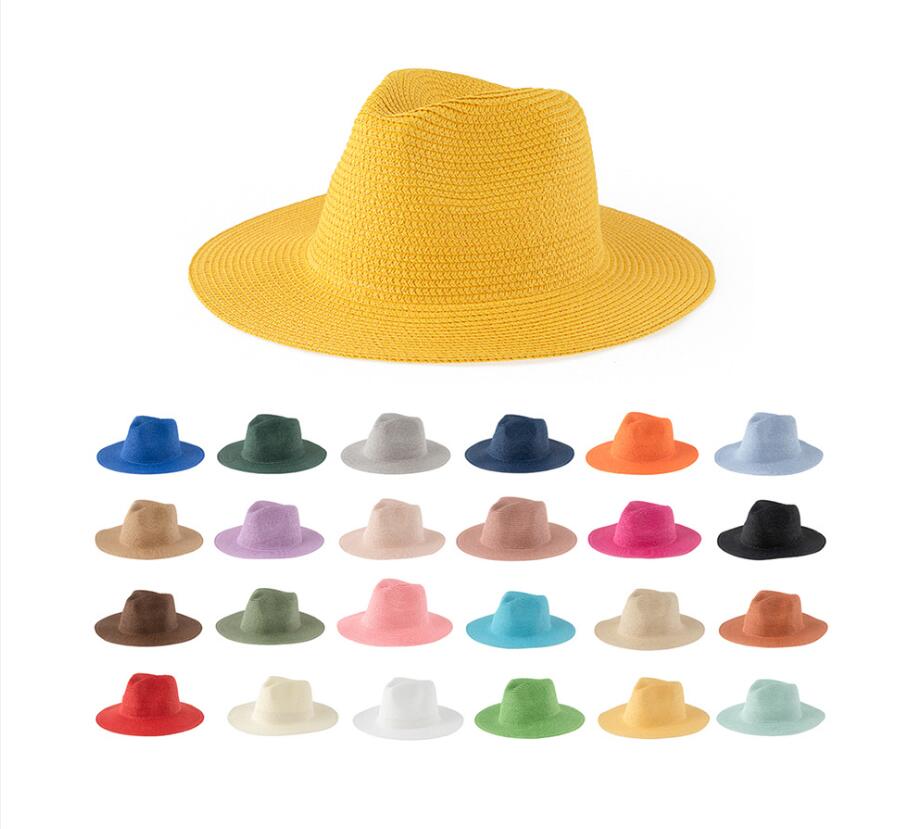 Wide Brim Straw Panama Fedora Beach Sun Hat 6