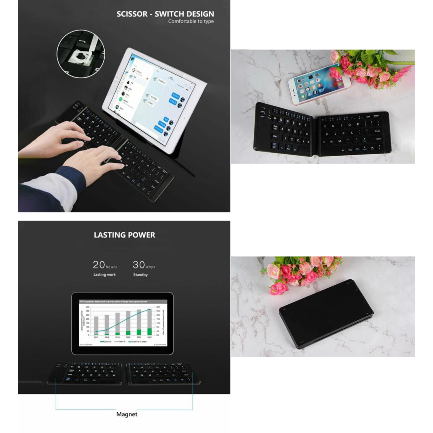 FOLDING KEYBOARD BLUETOOTH WIRELESS KEYPAD 1