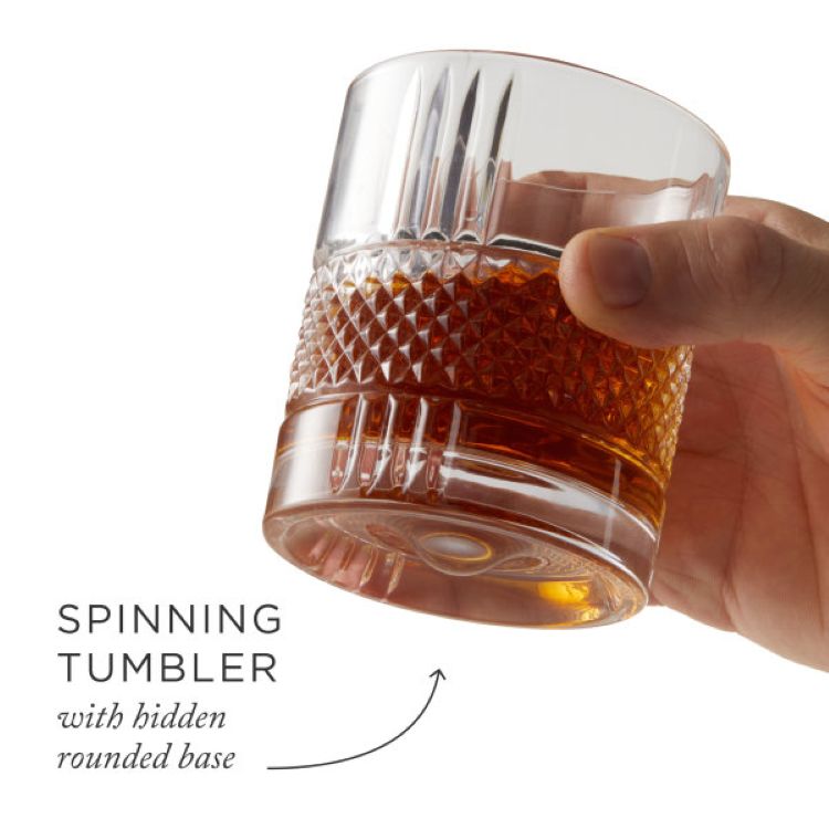 Viski® Revolve Crystal Spinning Rocks Glass 1