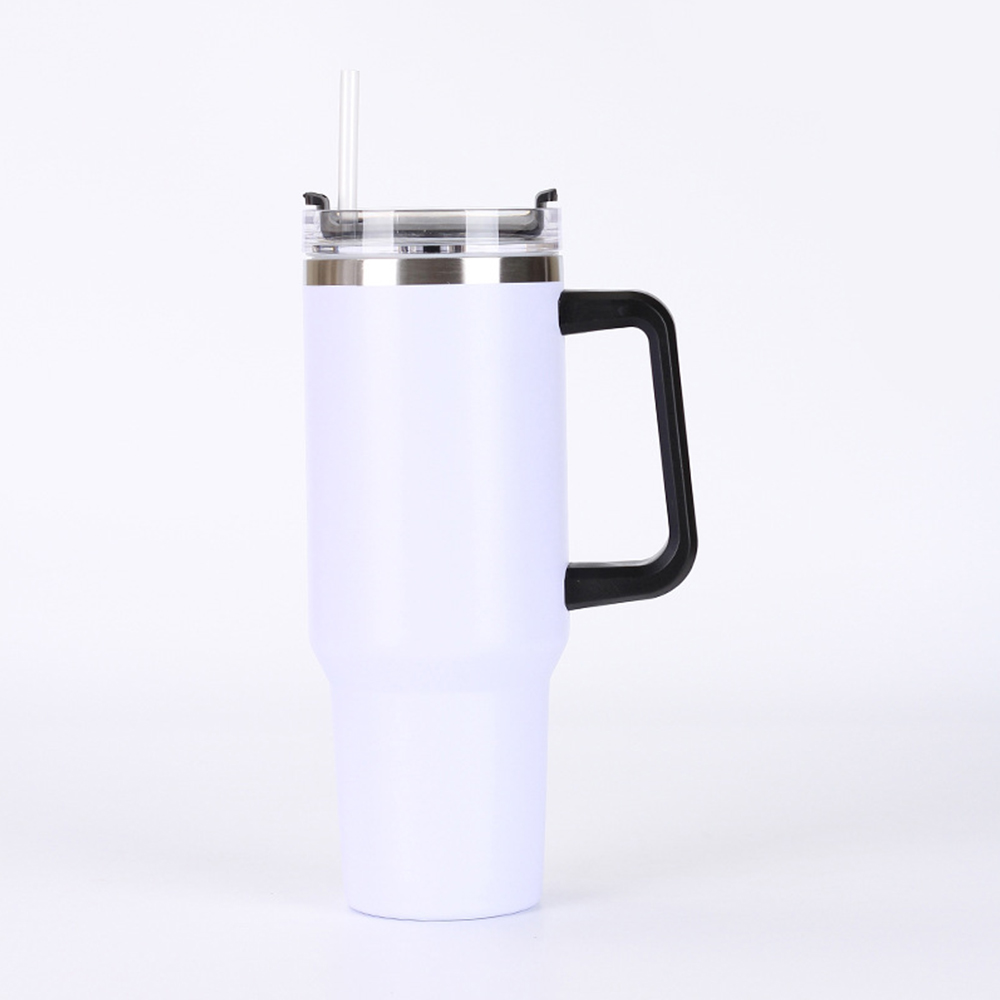 30OZ Double Walls Stainless Steel Auto Tumbler With Straw And Handle 7