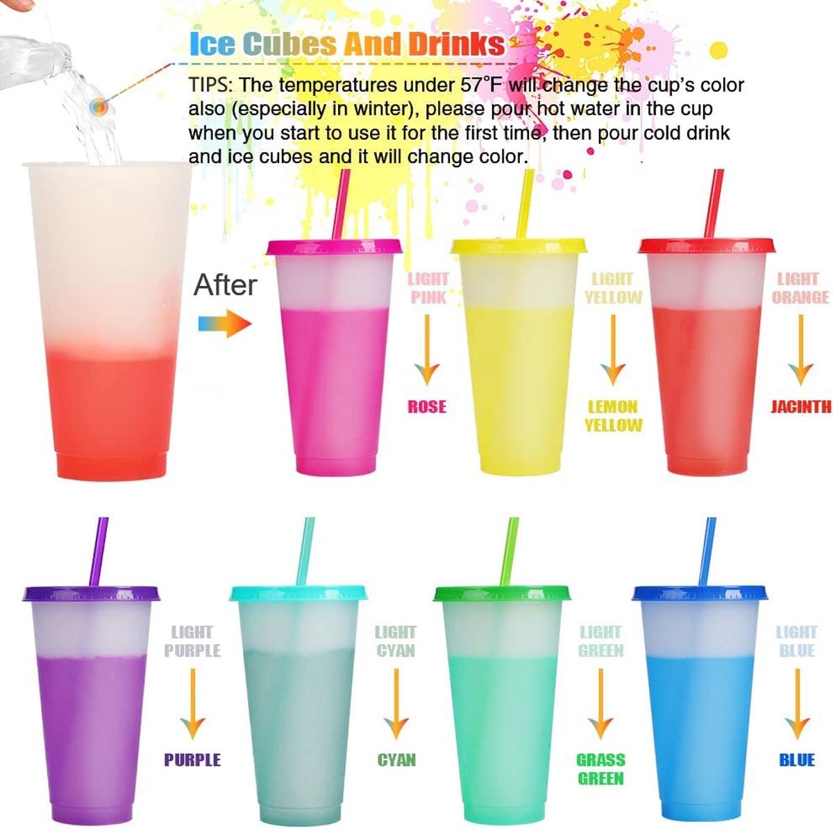 Color Changing Cups With Lids Straws 24Oz Tumblers 4