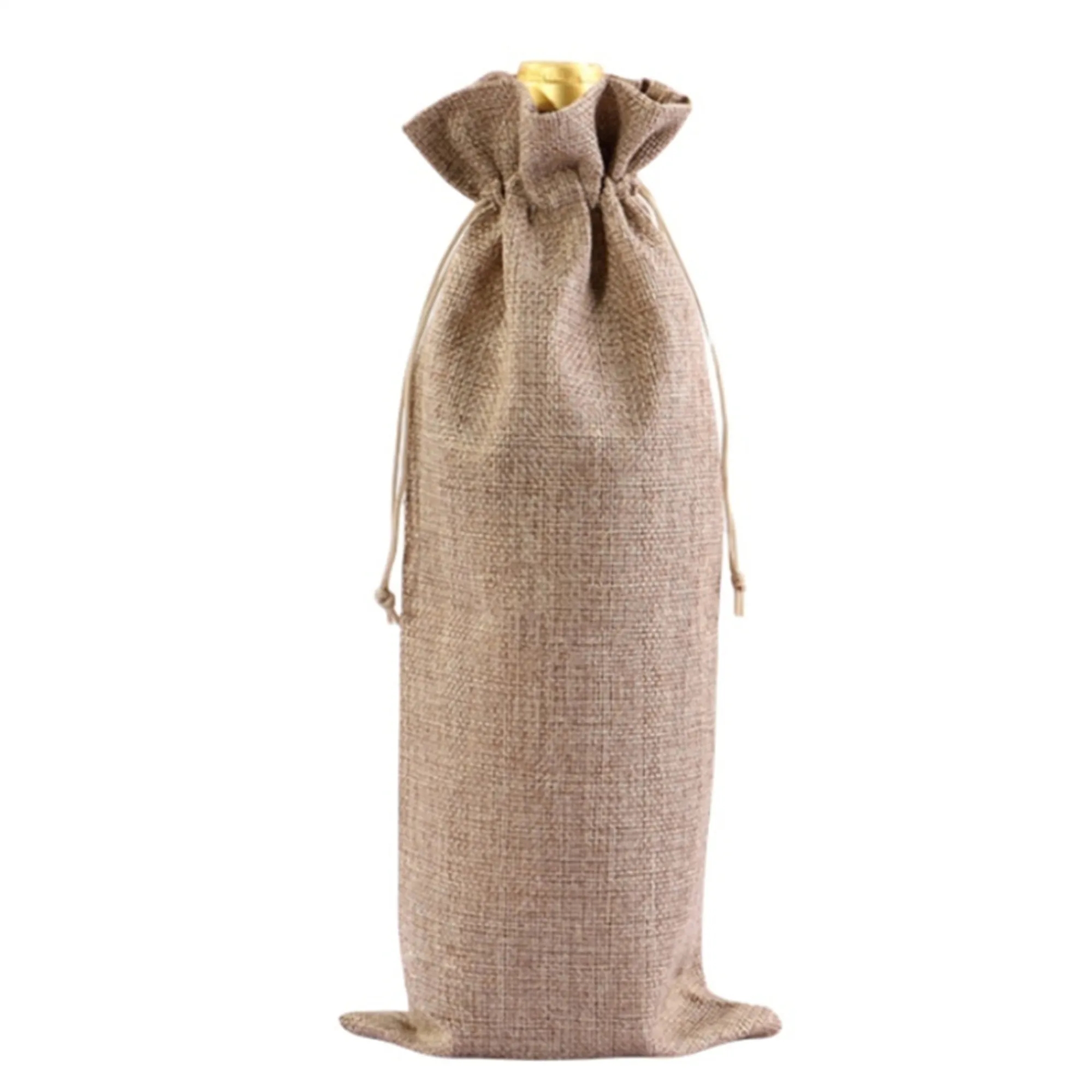 Drawstring Jute Wine Bottle Gift Bag 5