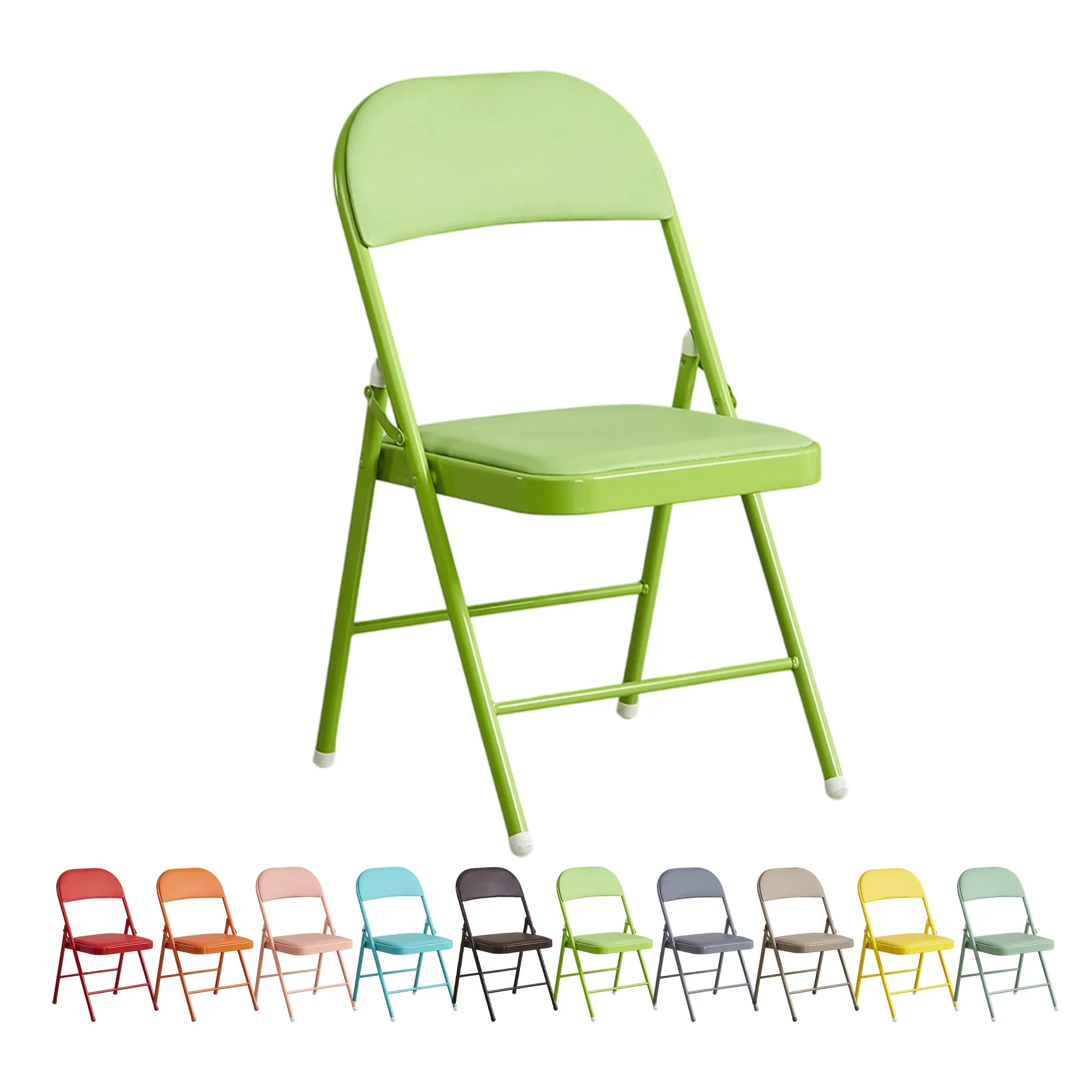 Foldable Iron and PVC Chair with Cushion 8