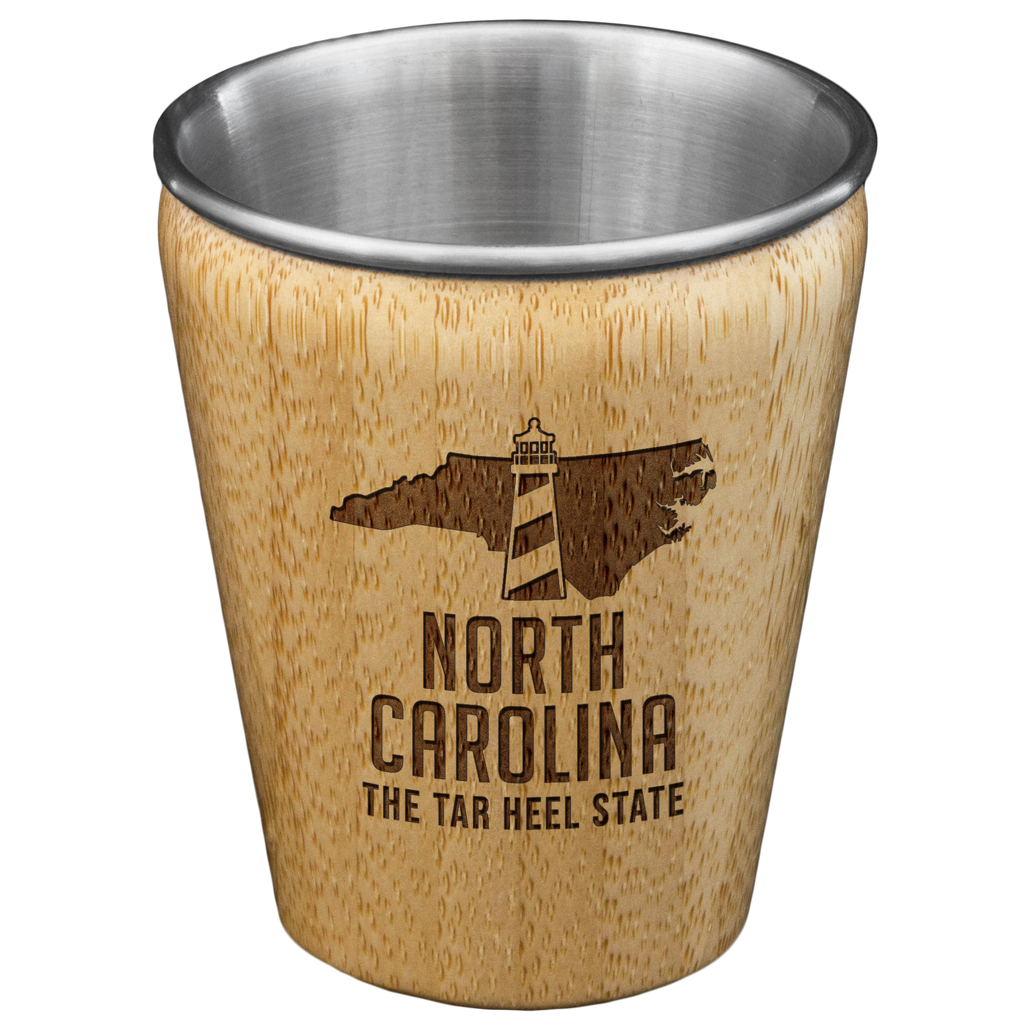 North Carolina State Bamboo and Stainless Steel Shot Glass