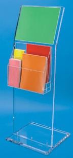 Clear Acrylic Floor Literature Display with 14x11 Sign Holder
