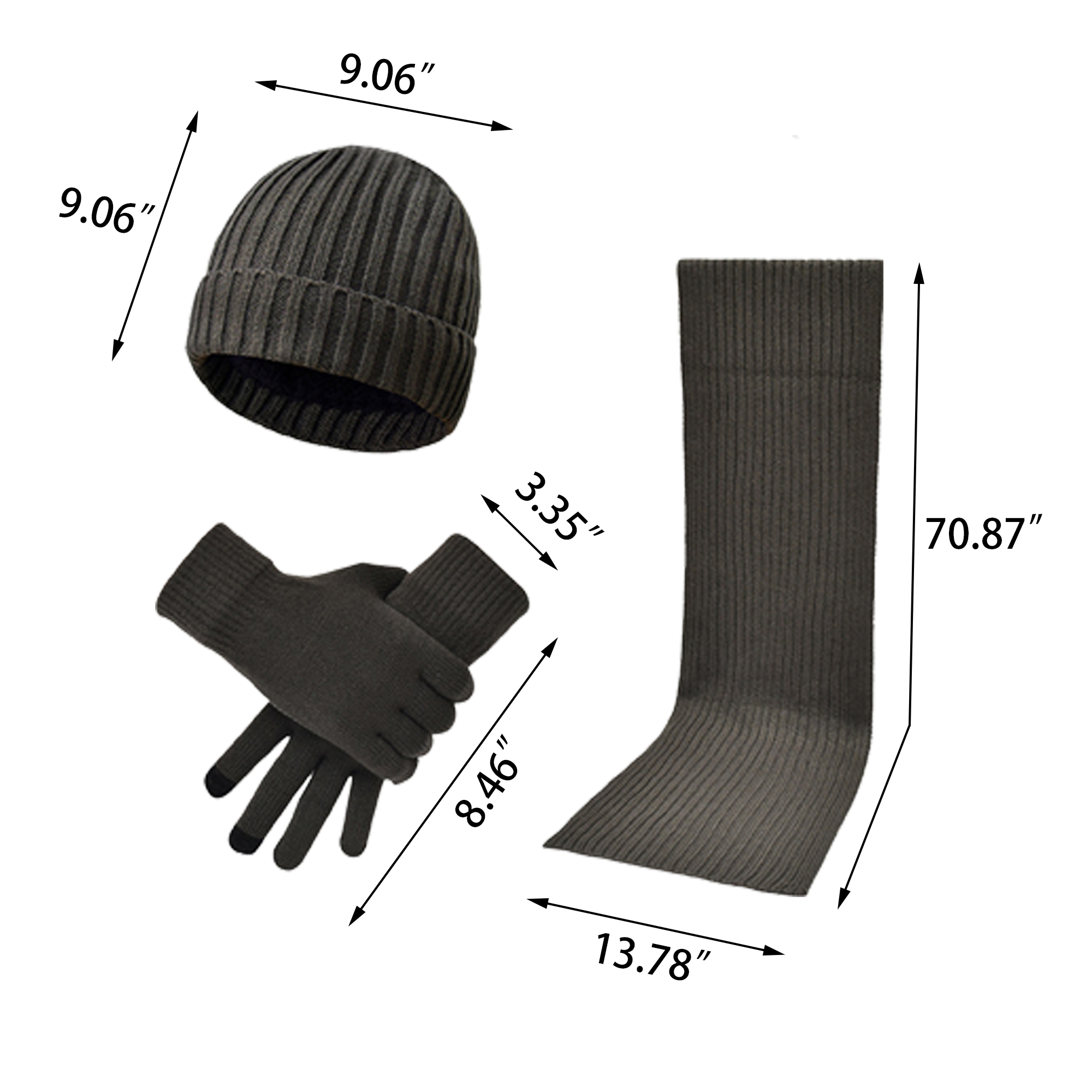 MOQ:5pcs Winter Scarf Gloves Beanie Combo 3