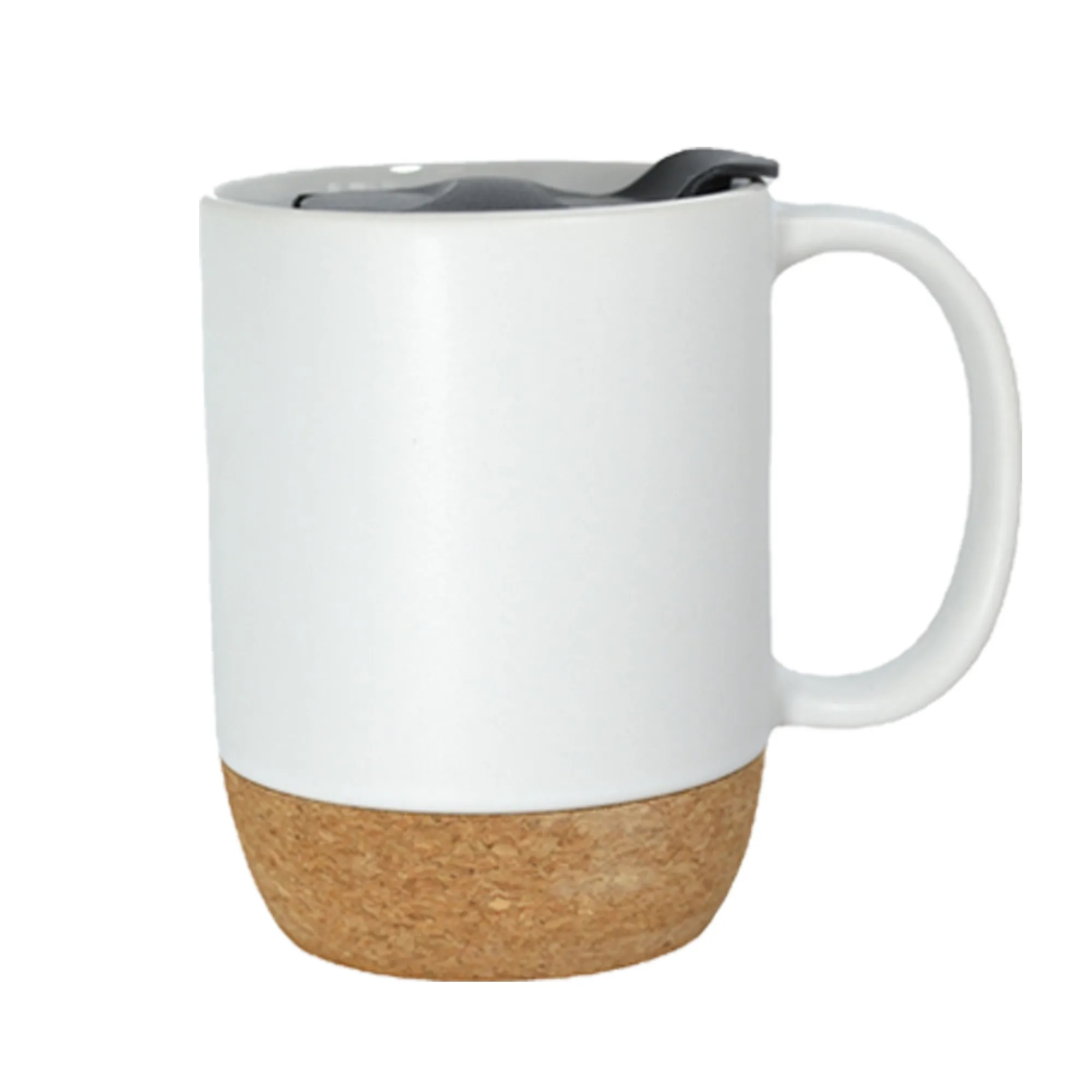 Cork Base Ceramic Mug With Lid MOQ 50pcs 4