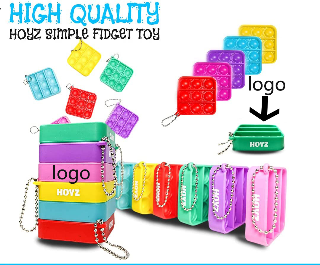 Mini Square Shape Pure Color Push Pop/Key Chain 2