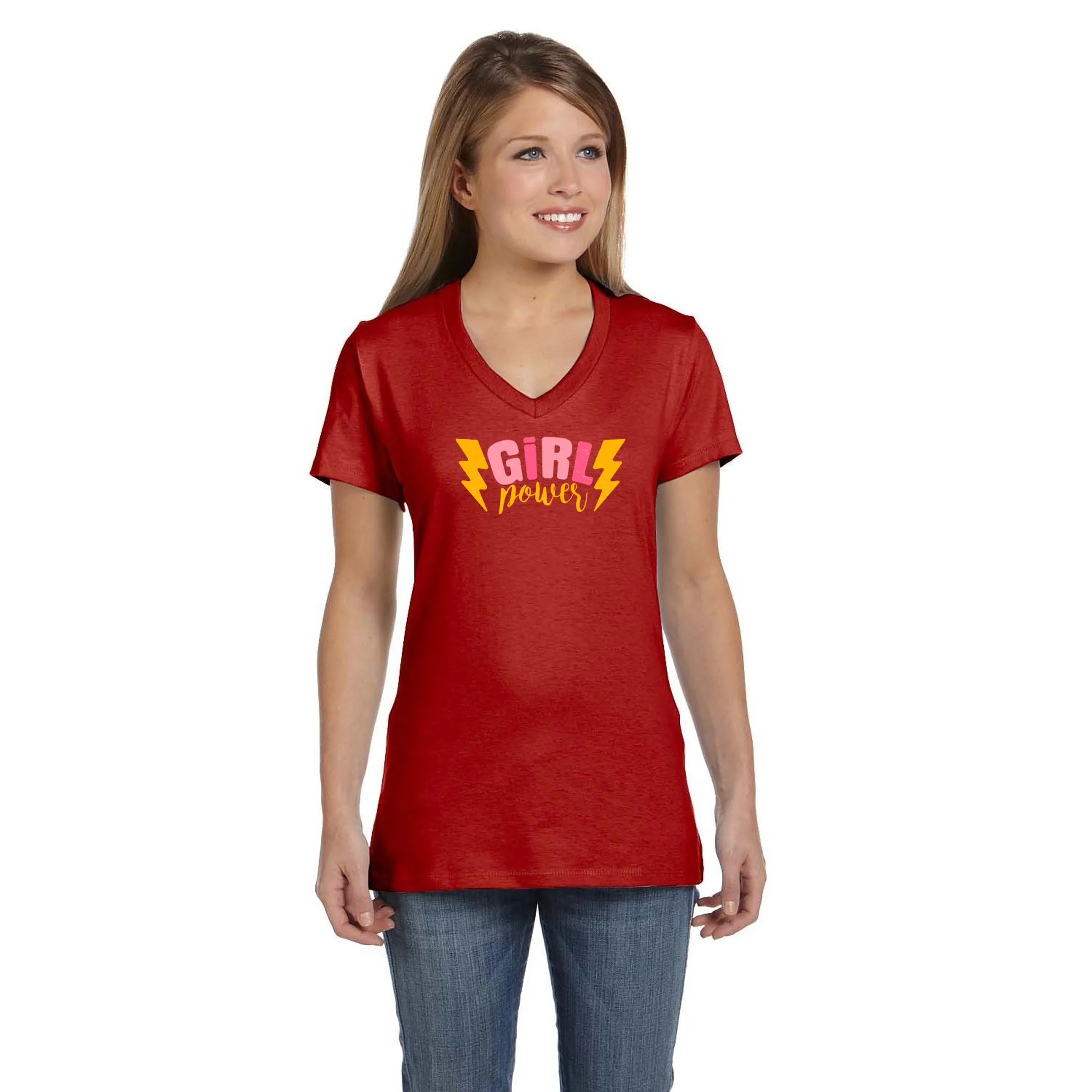 Hanes Ladies 4.5 oz.. 100% Ringspun Cotton V-Neck T-Shirt 13
