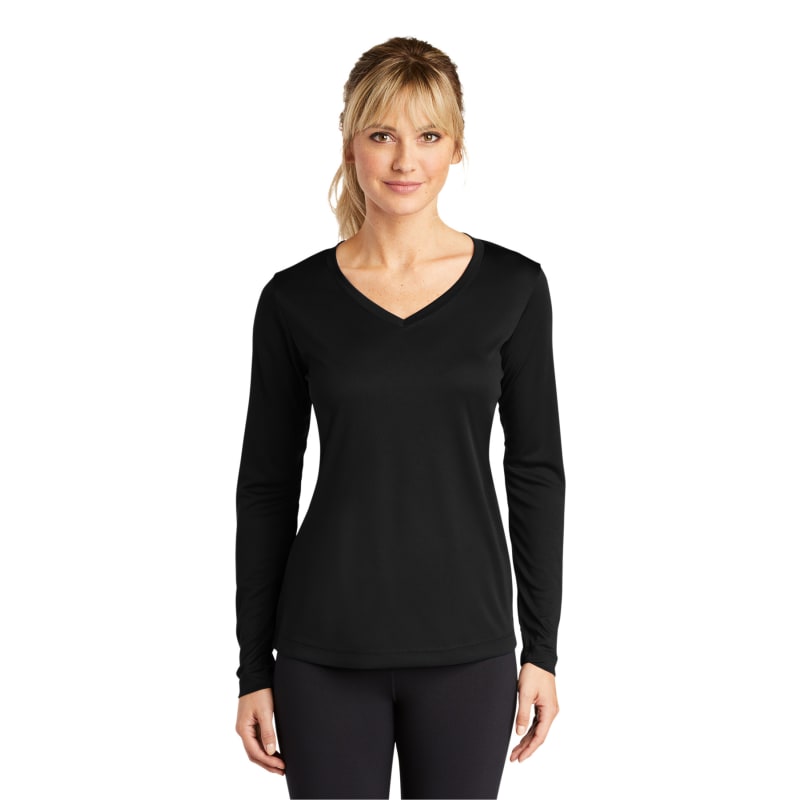 Sport-Tek Women's Long Sleeve PosiCharge Competitor V-Neck Tee. 45