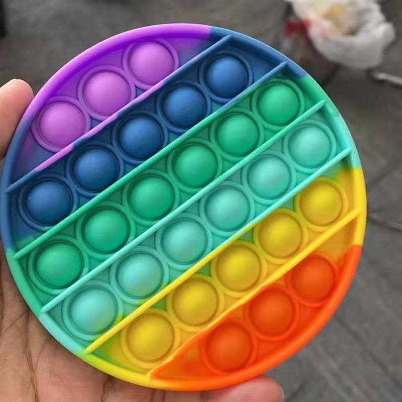 Rainbow Round Bubble Pop Fidget Sensory Stress Reliever Toy 7
