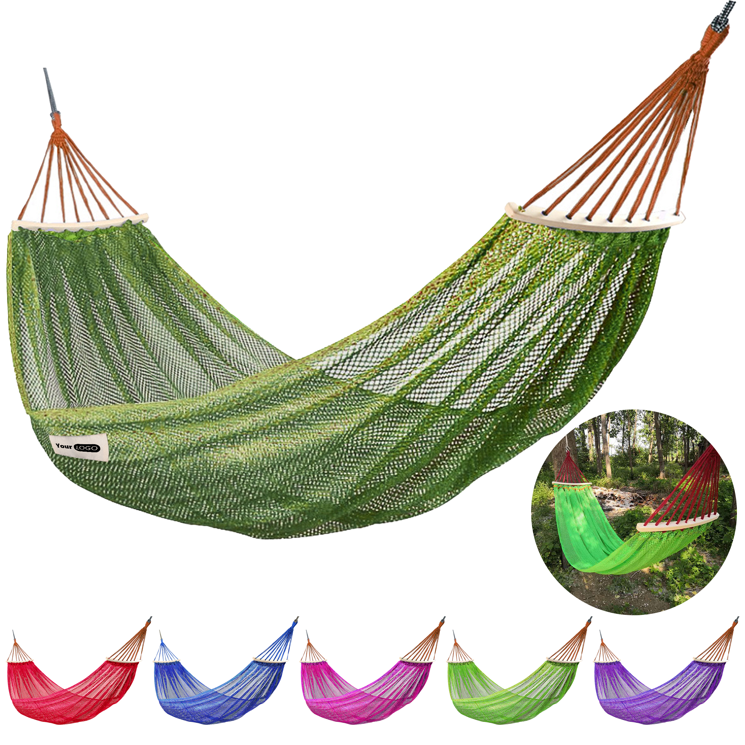 Polyester Anti Rollover Hammock With Curved Rod 7