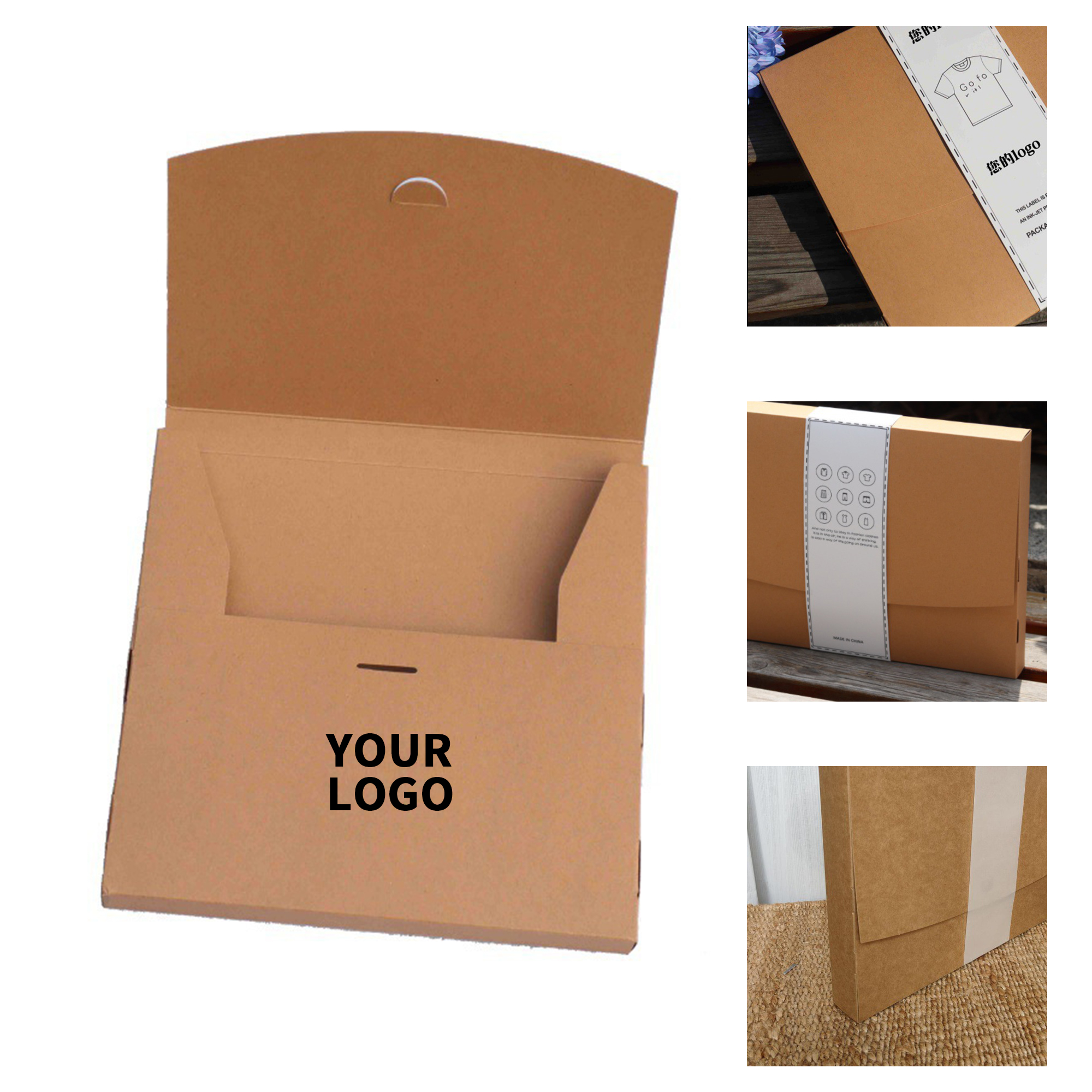 Kraft Paper T Shirt Packaging Box Flat Mailer Style 2