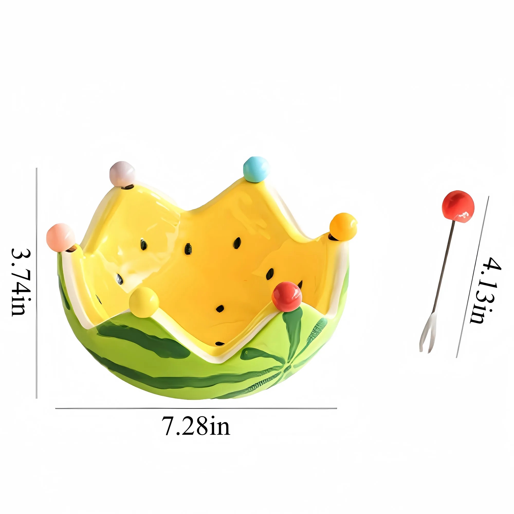 Stylish Ceramic Watermelon Bowl With Fruit Forks 4