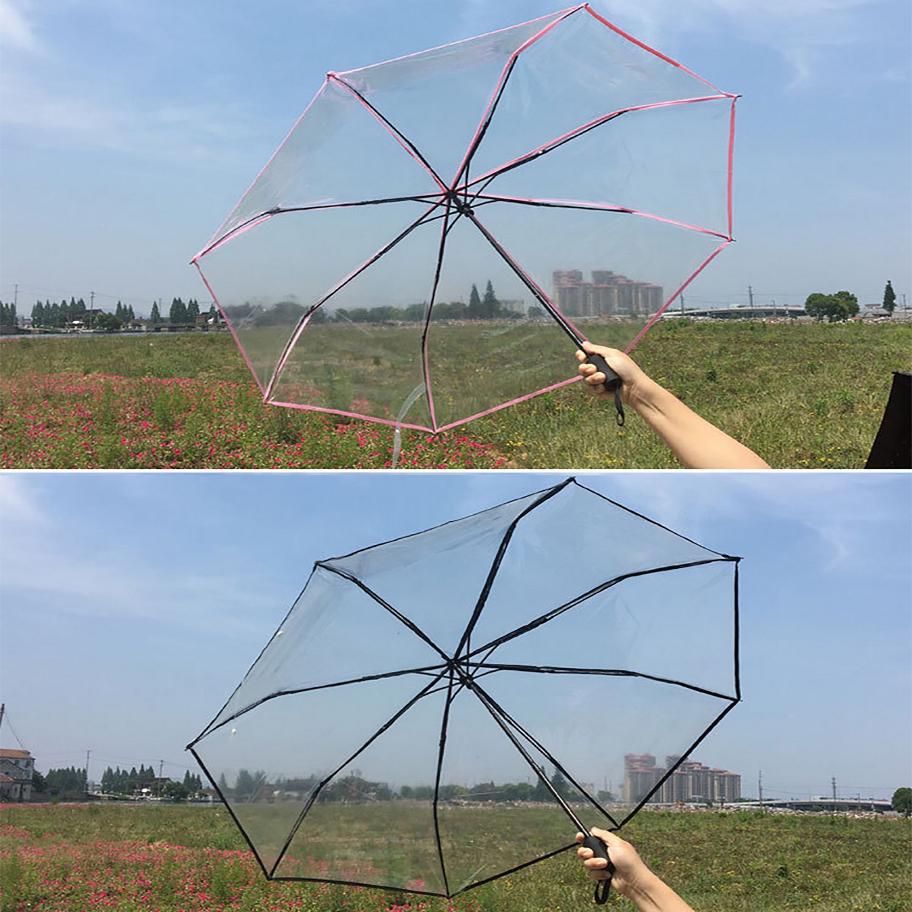 Full Automatic Clear Folding Umbrella 3