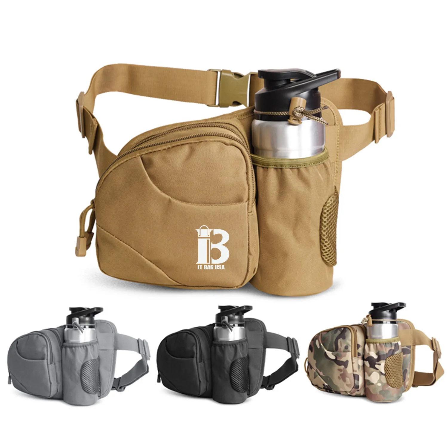 Nylon Hiking Waist Bag With Water Bottle Holder 3