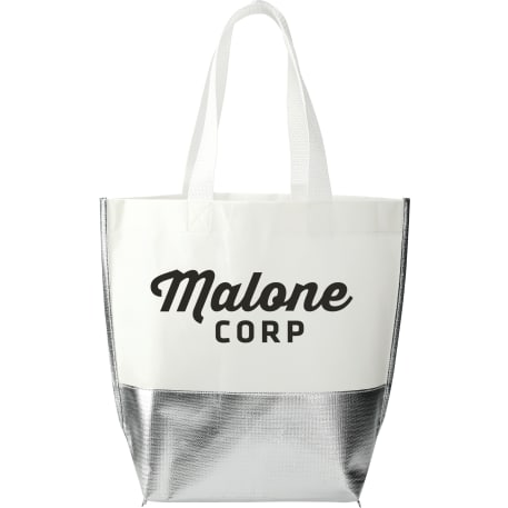 Large Laminated Metallic Bottom Tote 11
