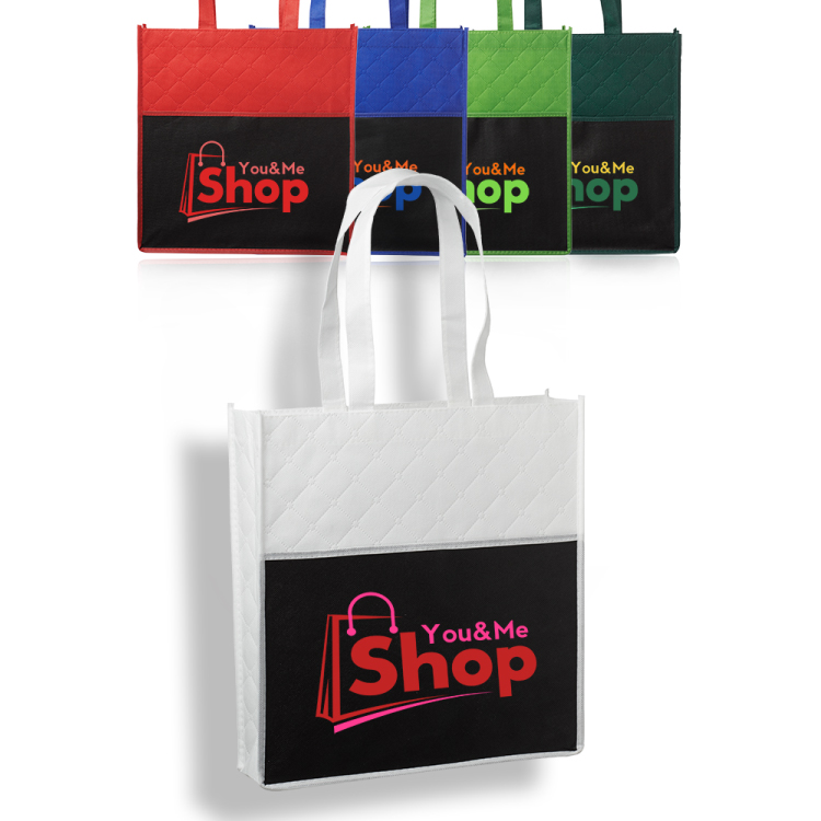 Reusable Quilted Pocket Grocery Tote Bag 1