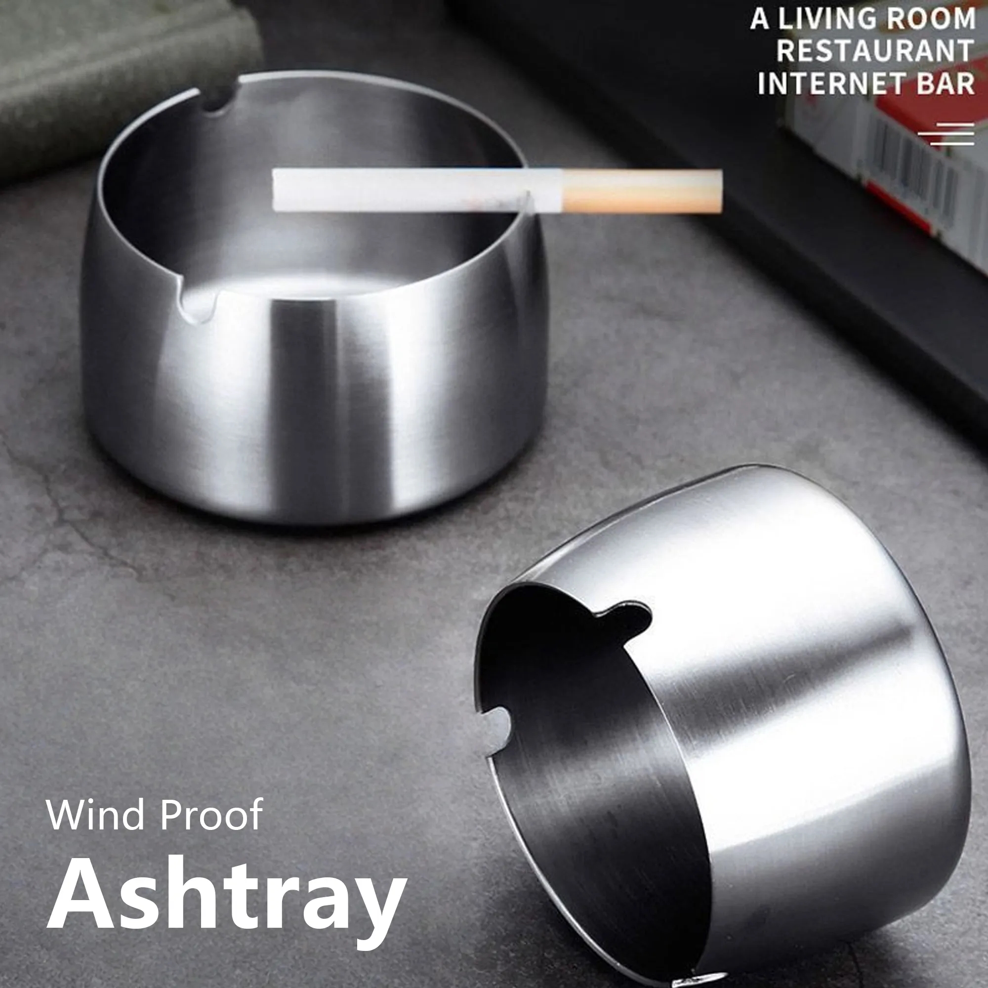Stainless Steel Windproof Ashtray 8