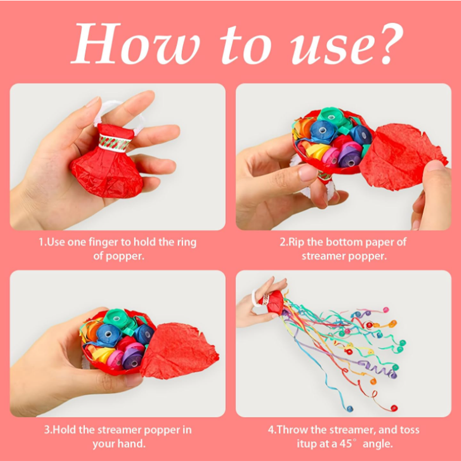 Colorful Hand Throw Streamers Poppers Paper Crackers 6