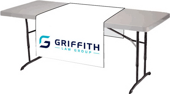 48" x 84" White Table Runner w/ Front Logo 1
