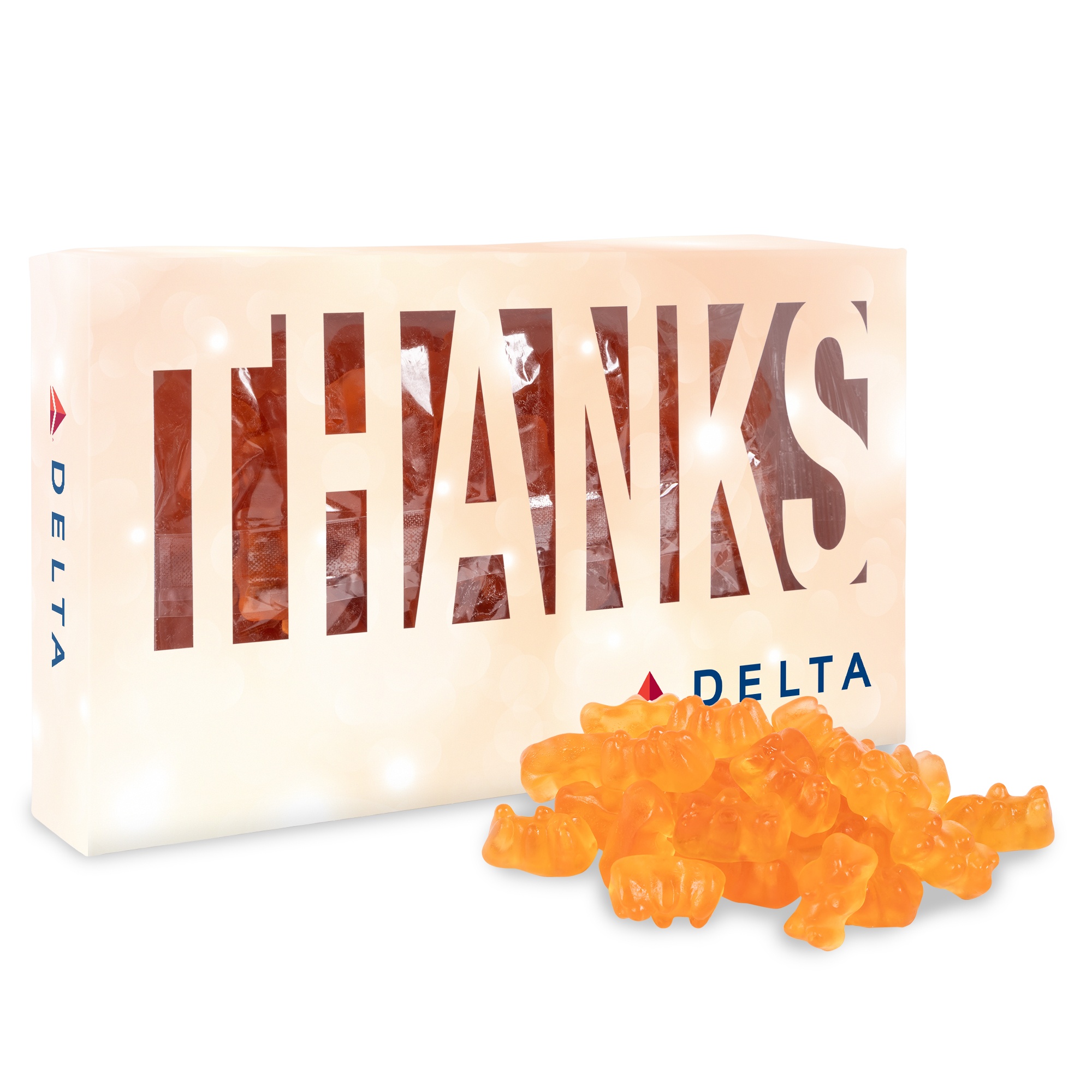 Thanks Die Cut Box with Champagne Gummy Bears 1