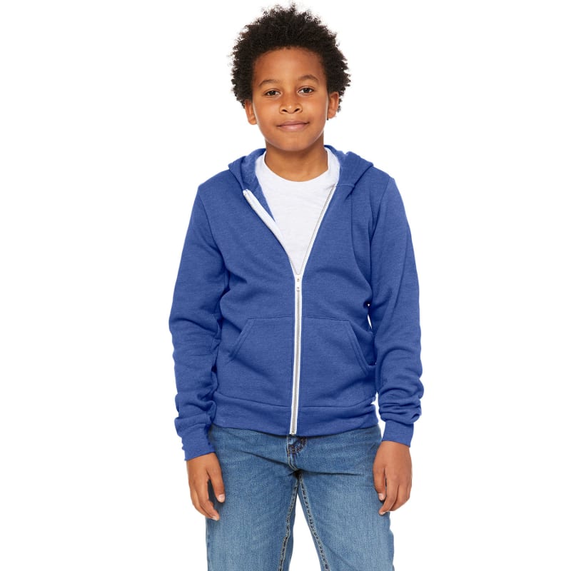 Bella + Canvas Youth Sponge Fleece Full-Zip Hooded Sweatshirt 3