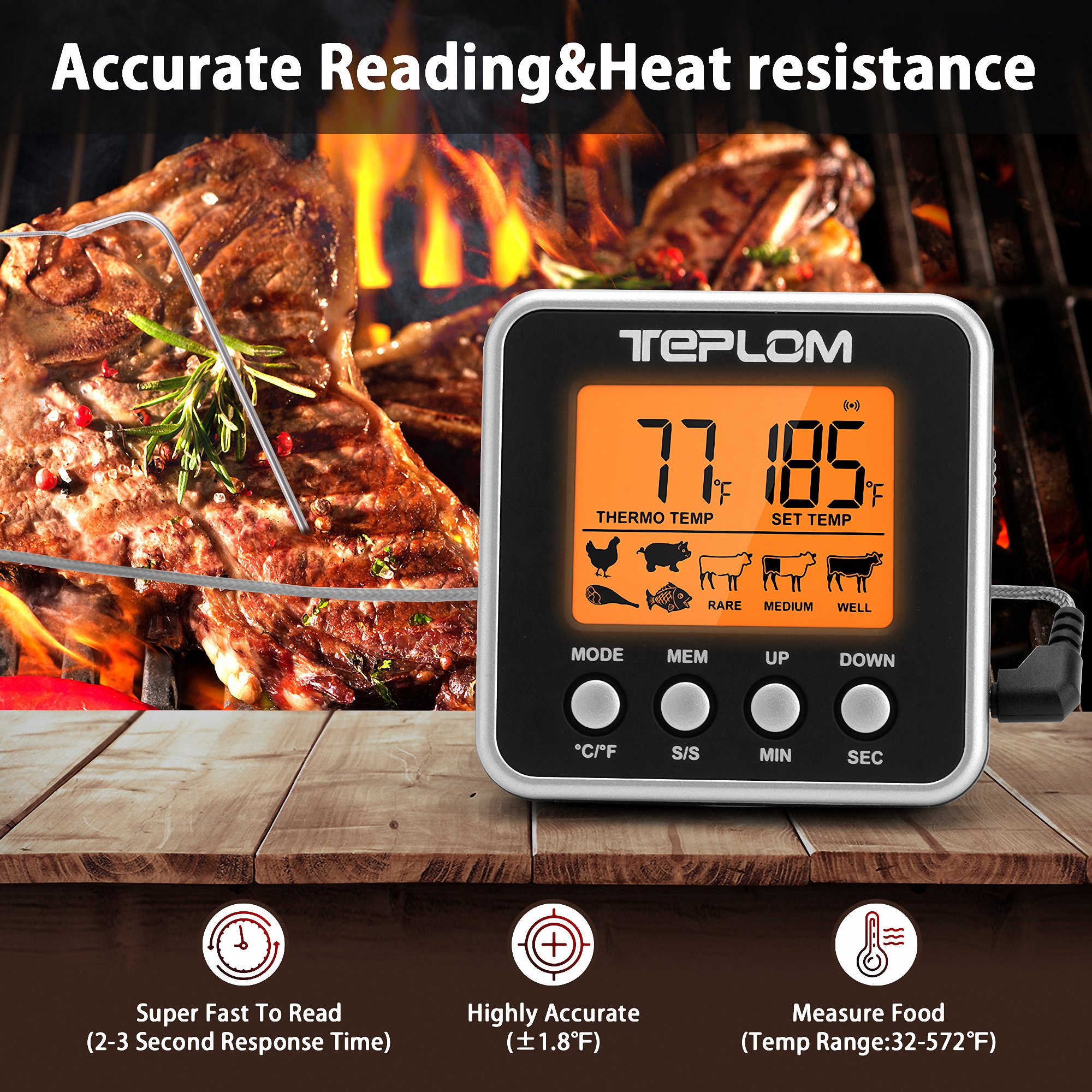 Instant Read Digital Meat Thermometer for BBQ and Cooking 3