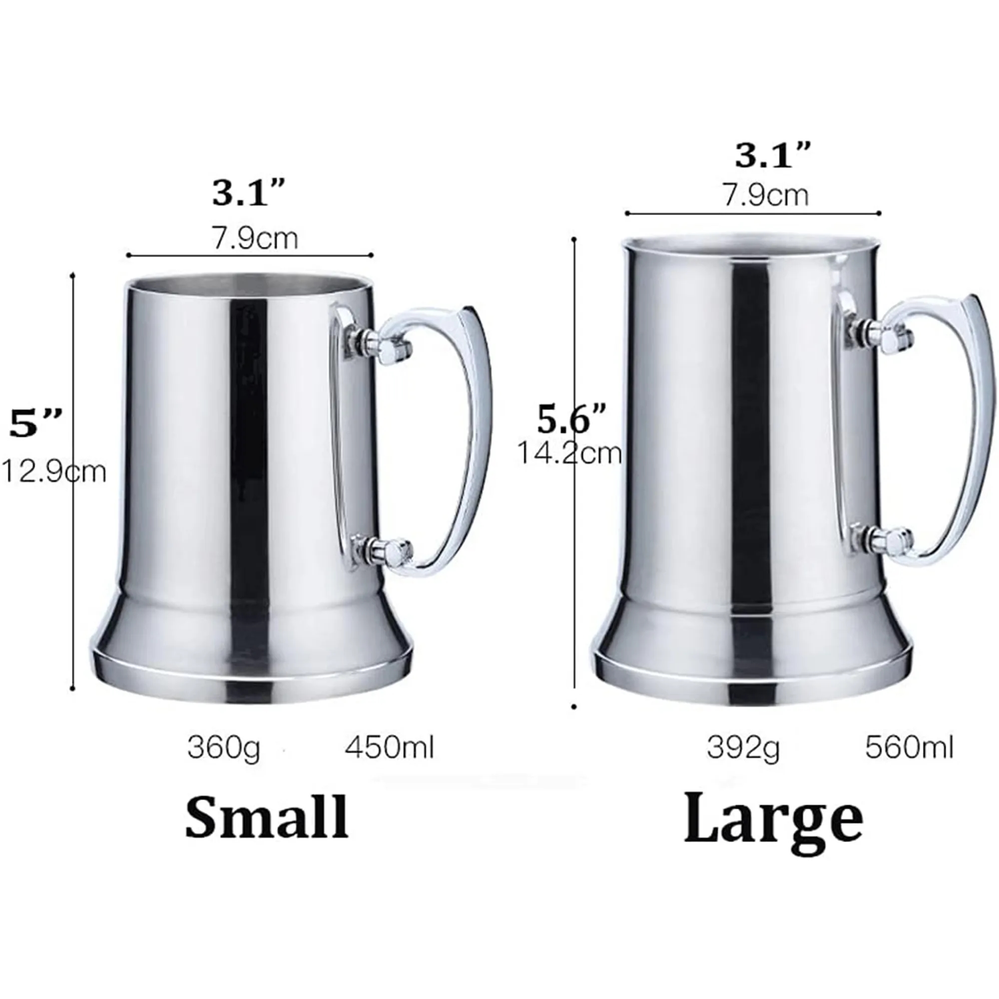 Stock 15oz Double Wall stainless steel Beer mug With Handle 4