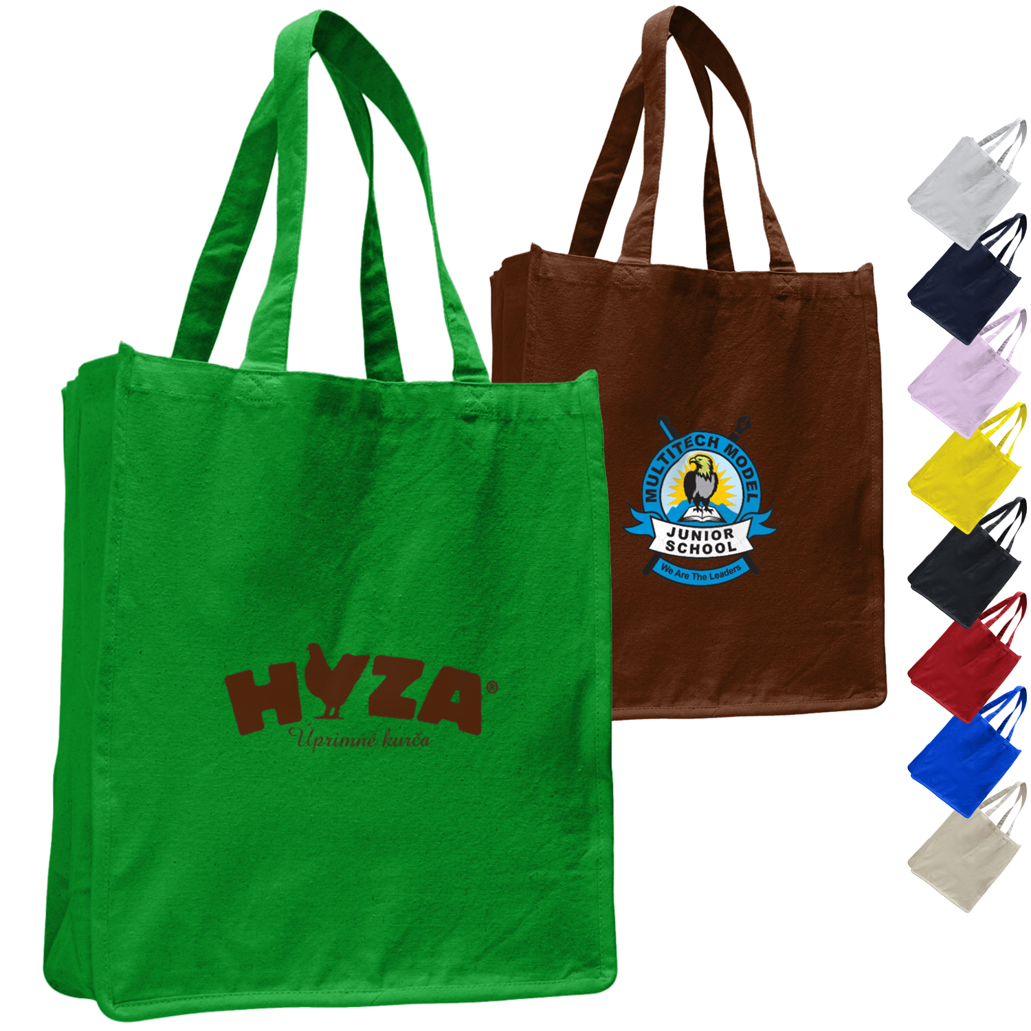 LARGE BOOK COTTON CANVAS TOTE BAG W/ REINFORCED SIDES 14"W X 17"H X 7"G 2