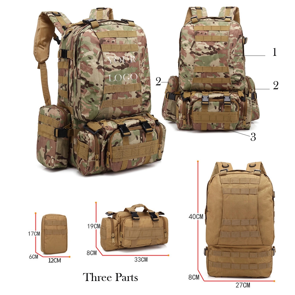 Tactical Backpack Molle Detachable Rucksack 5
