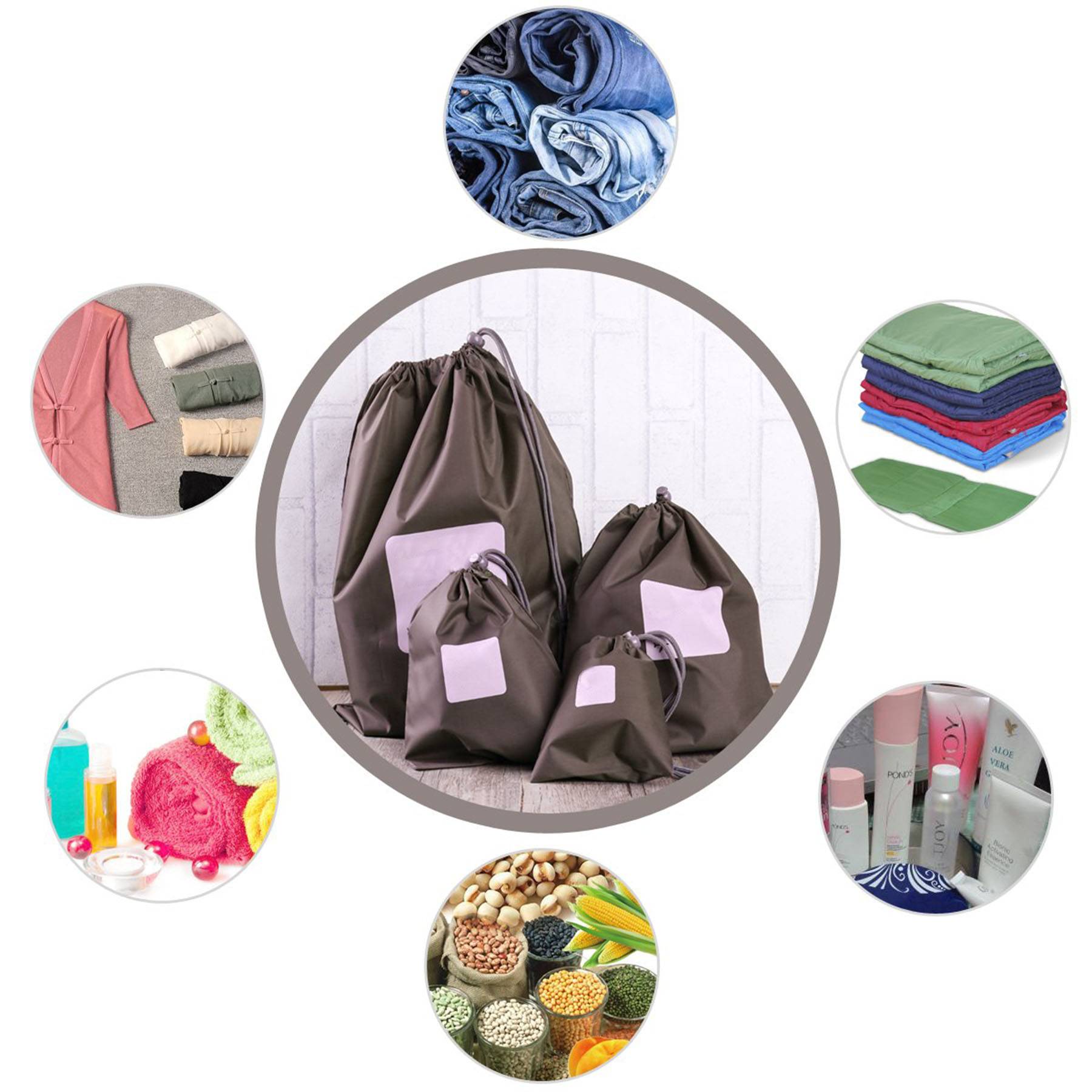 Nylon Black Drawstring Organizer Set of 4 5