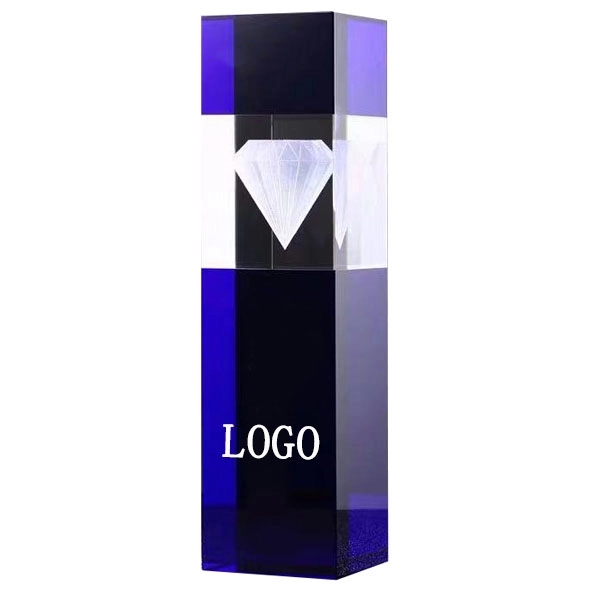 Diamond Square Pillar Crystal Trophy 2