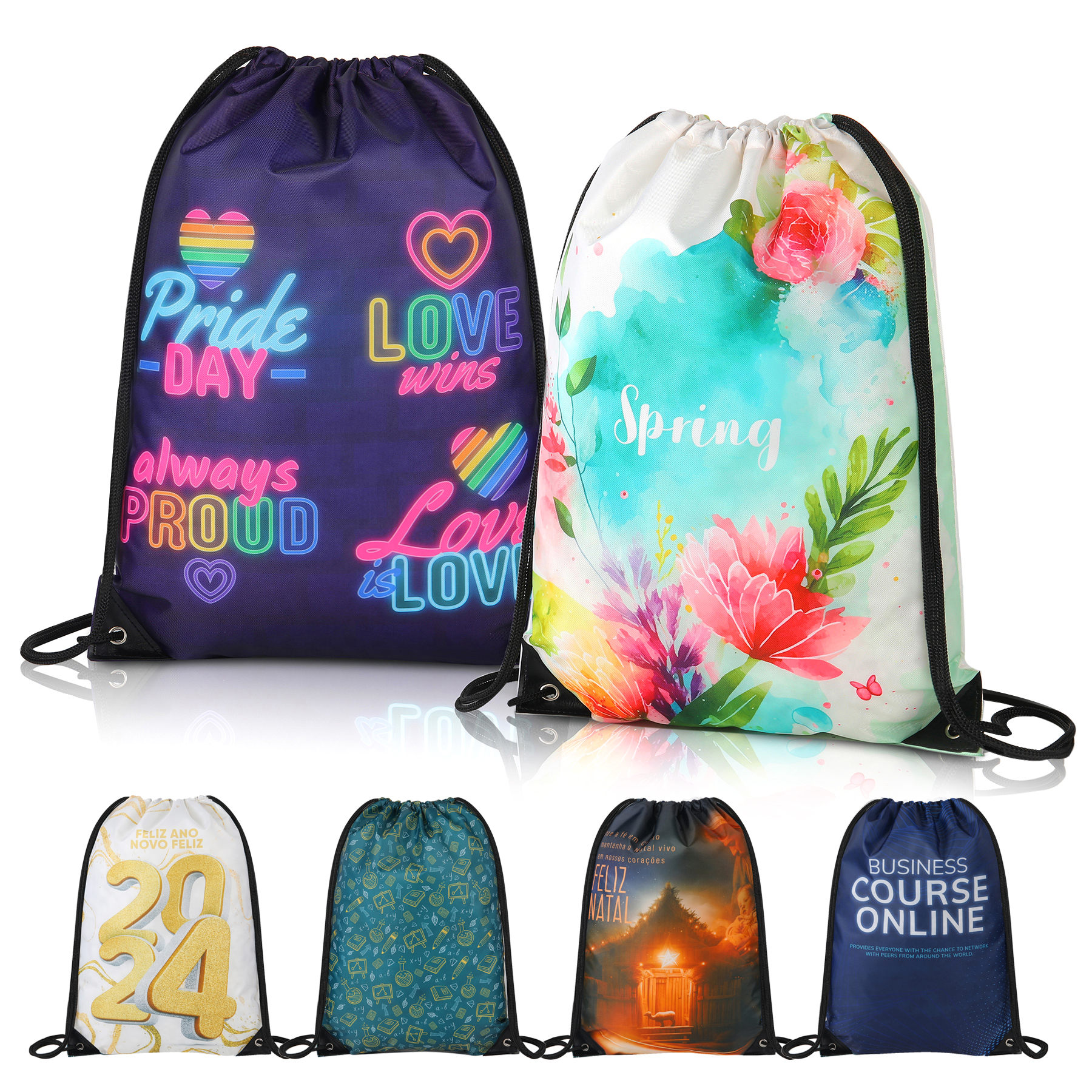 420D Heavy Duty Dye Sublimation Drawstring Backpack 4