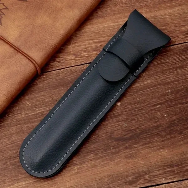 PU Leather Pen Holder - Standalone Flip Cover Organizer 4