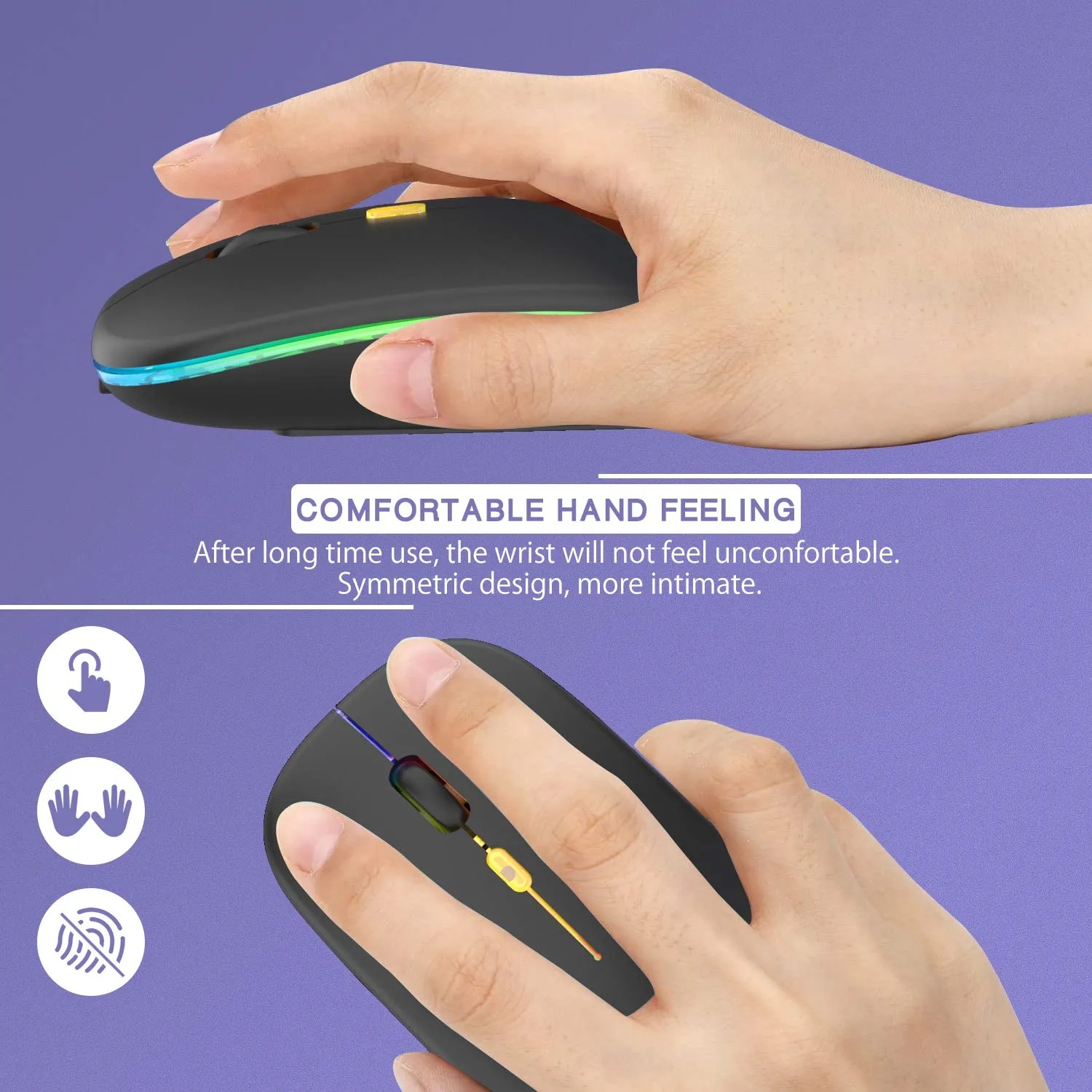 Slim LED Rechargeable Wireless Mouse with USB Receiver 5