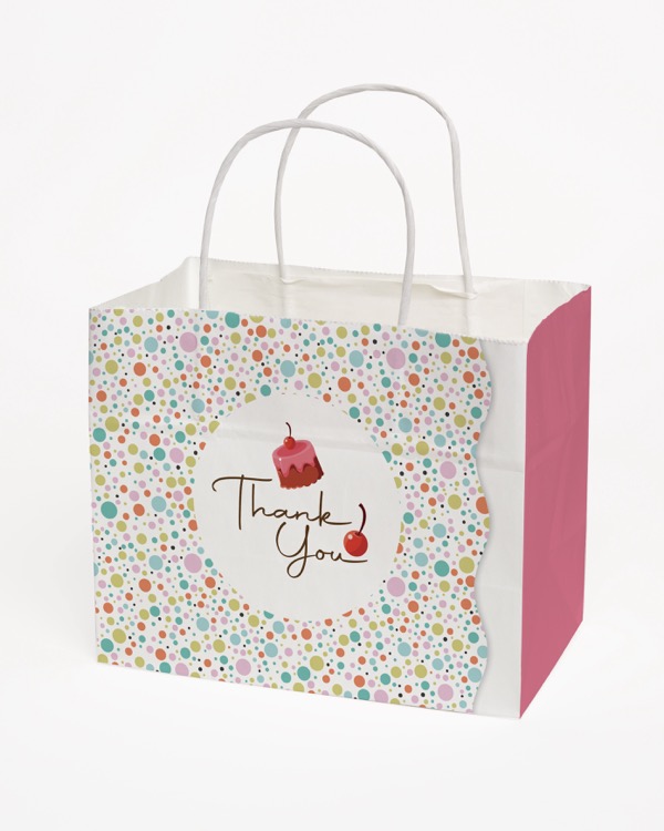 Full Color 4-Sided White Handle Shopper Paper Bags (8.5" x 7.25" x 5") 2
