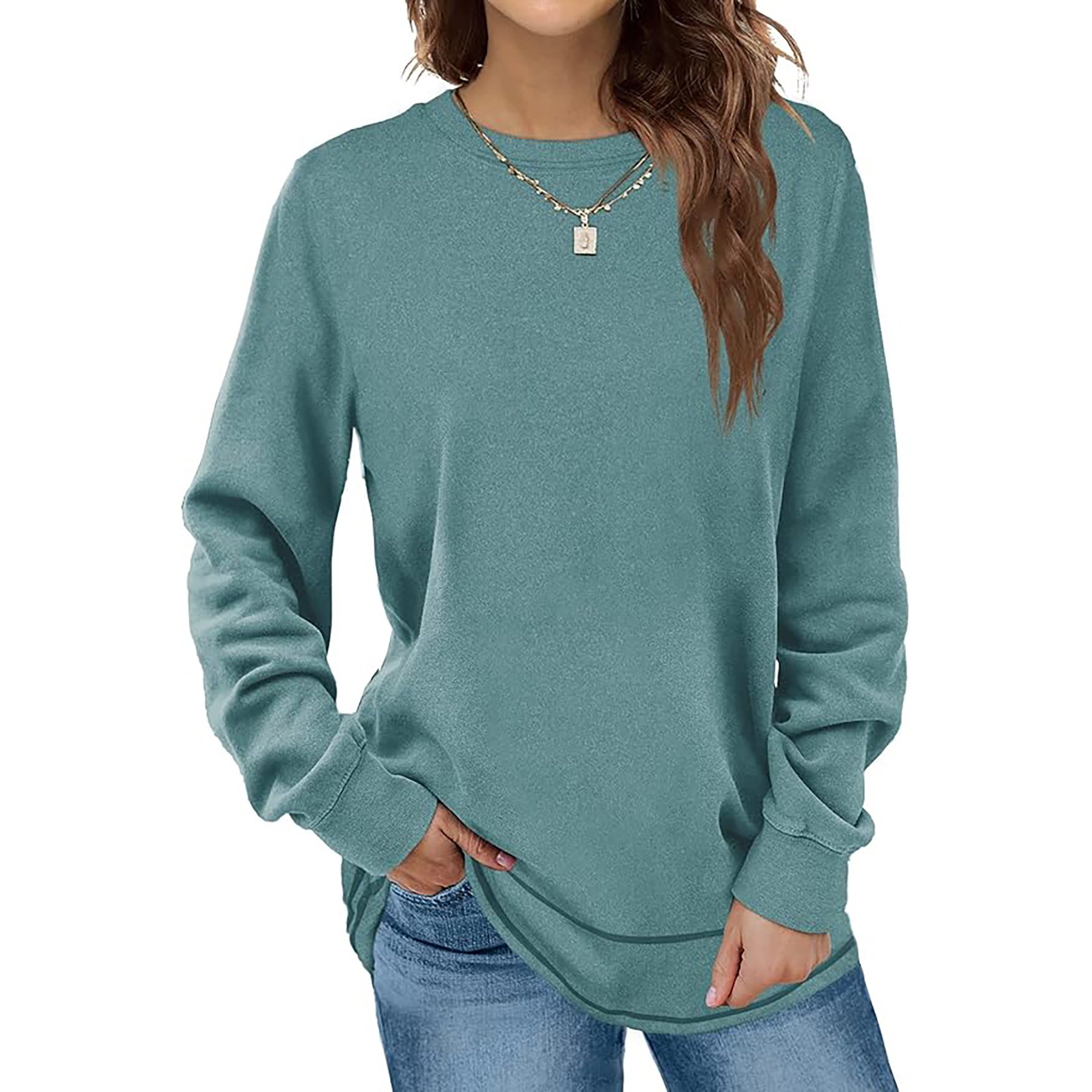 Women's Round Neck Long Sleeve Shirt 23