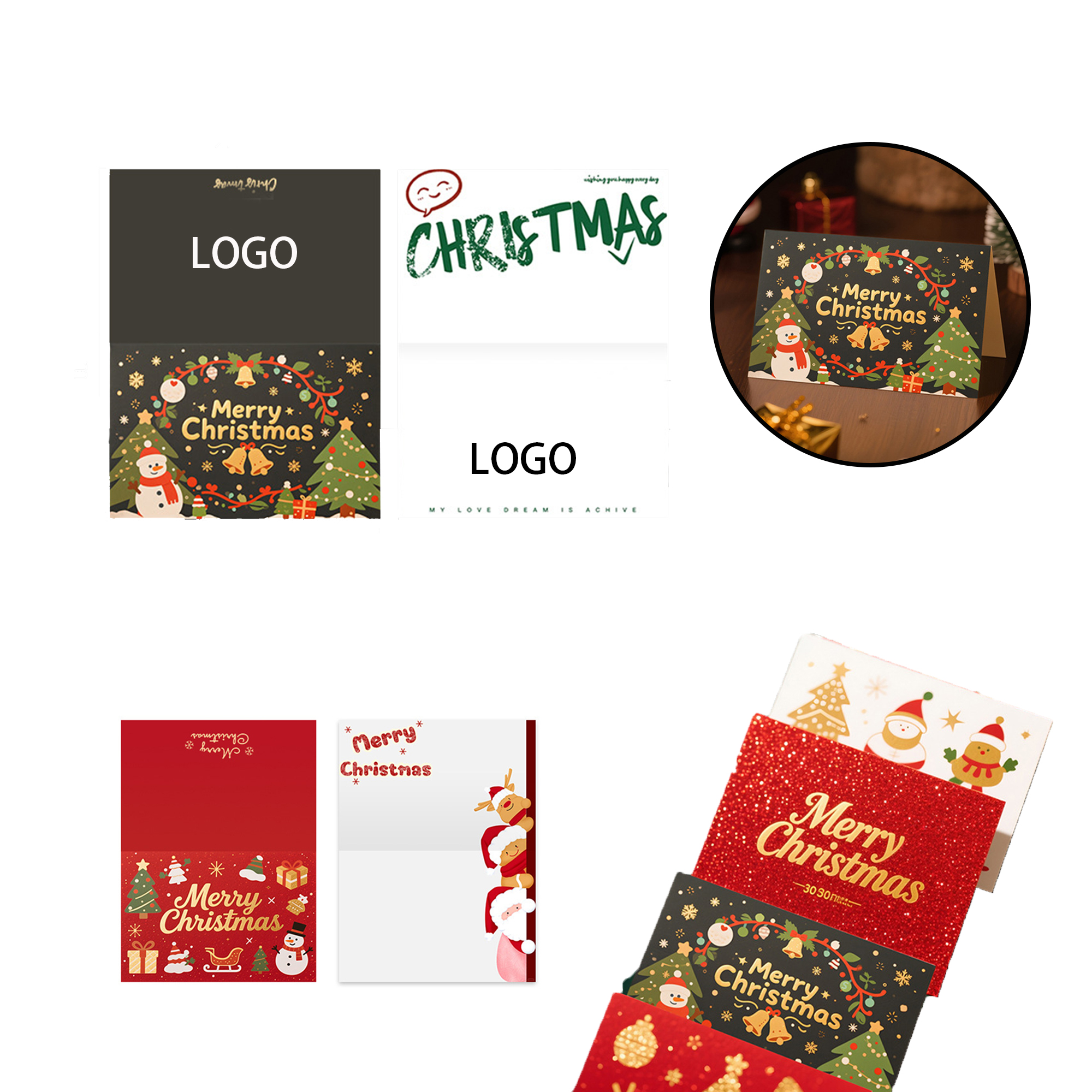 MOQ:500pcs Holiday Photo Cards 1