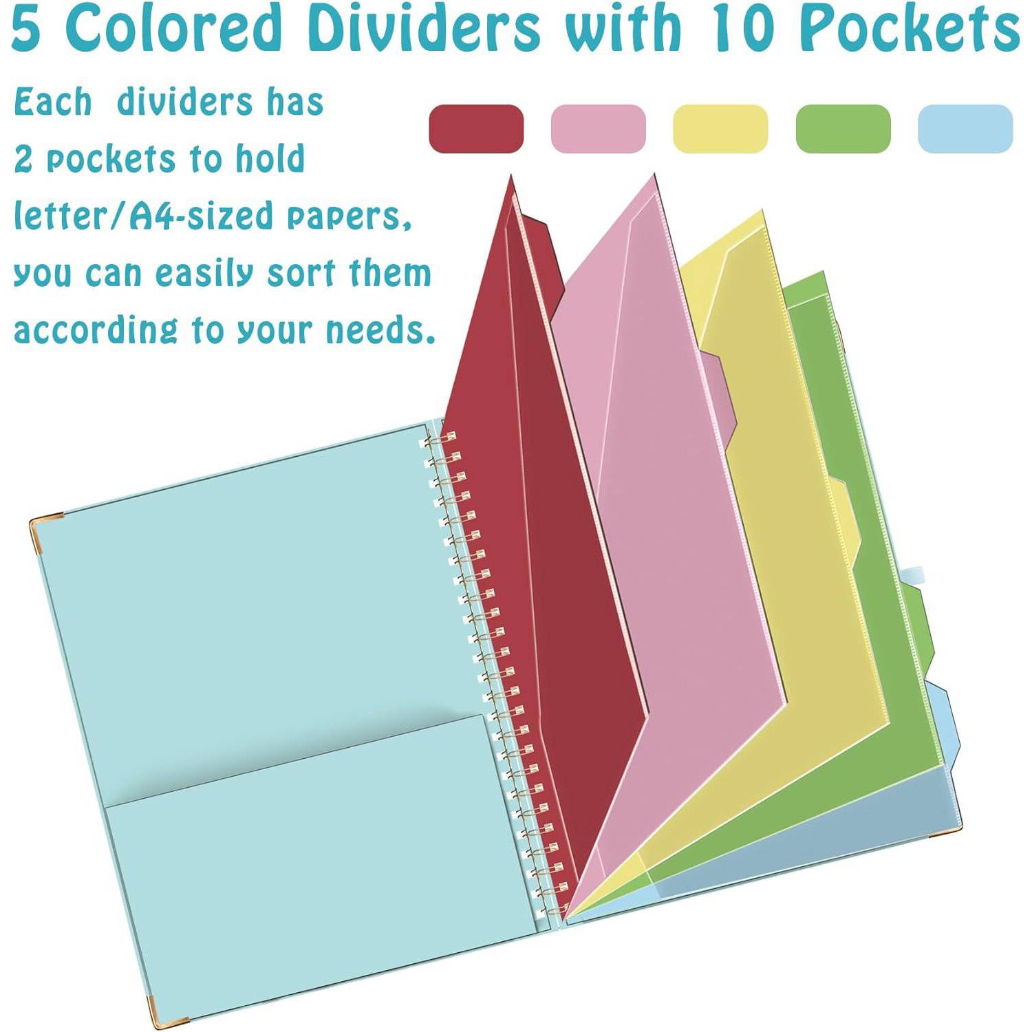 Foldable Spiral Clipboard w/ 10 Storage Pockets 2
