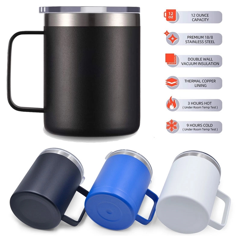 Vacuum Insulated Steel Coffee Mug with Lid and Handle 3