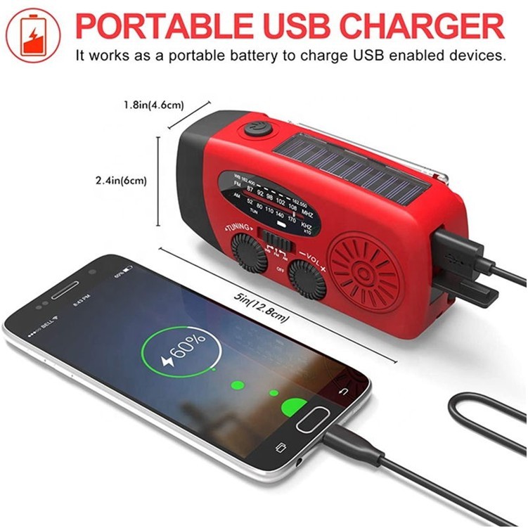 Solar Emergency Hand Crank Radio with LED Flashlight 3