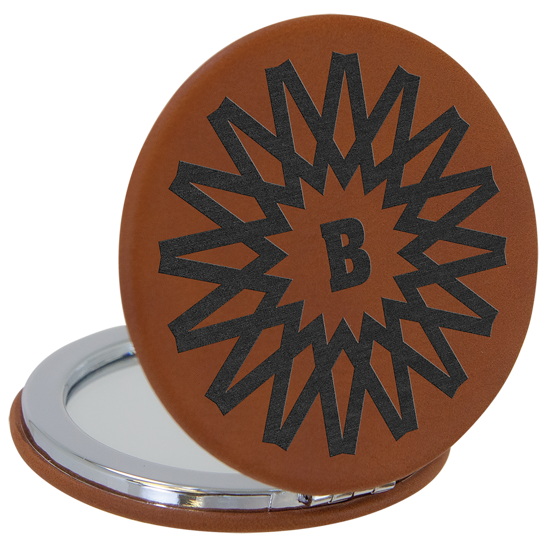 2 1/2" Rawhide Leatherette Compact Mirror 2