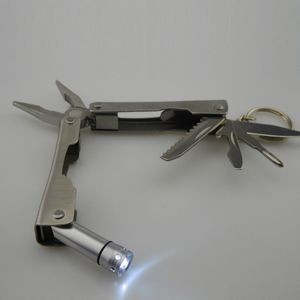 Compact Multi Tool Pliers Kit Stainless Steel With Flashlight Keychain 13