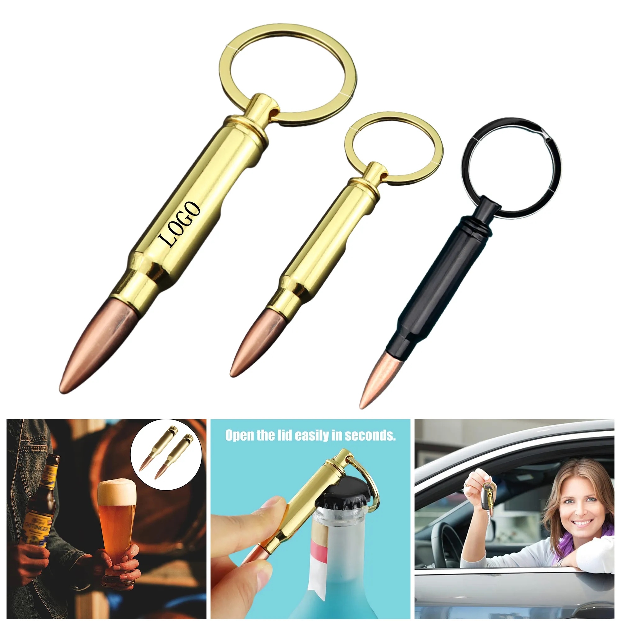 Stylish Bullet Shaped Bottle Opener Keychain 2