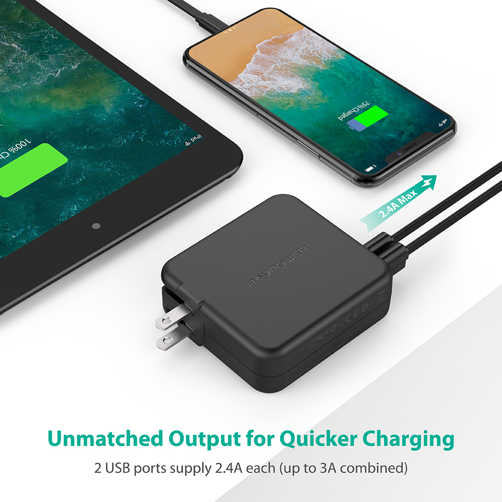 RAVPower Power Bank with Dual USB Wall Charger - 6700mAh 1