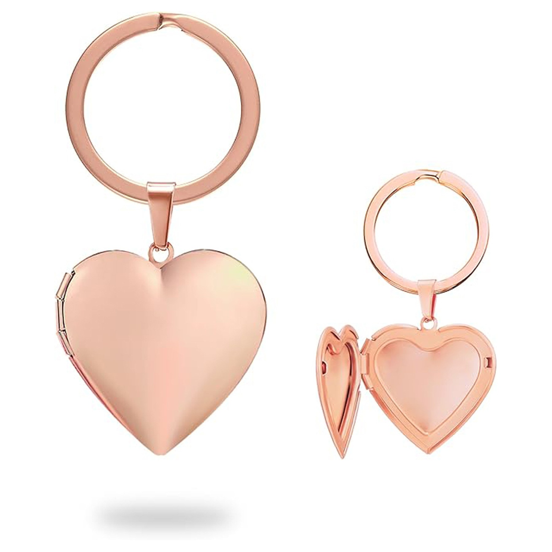 Stainless Steel Glossy Heart-Shaped Photo Album Box Keychain 3